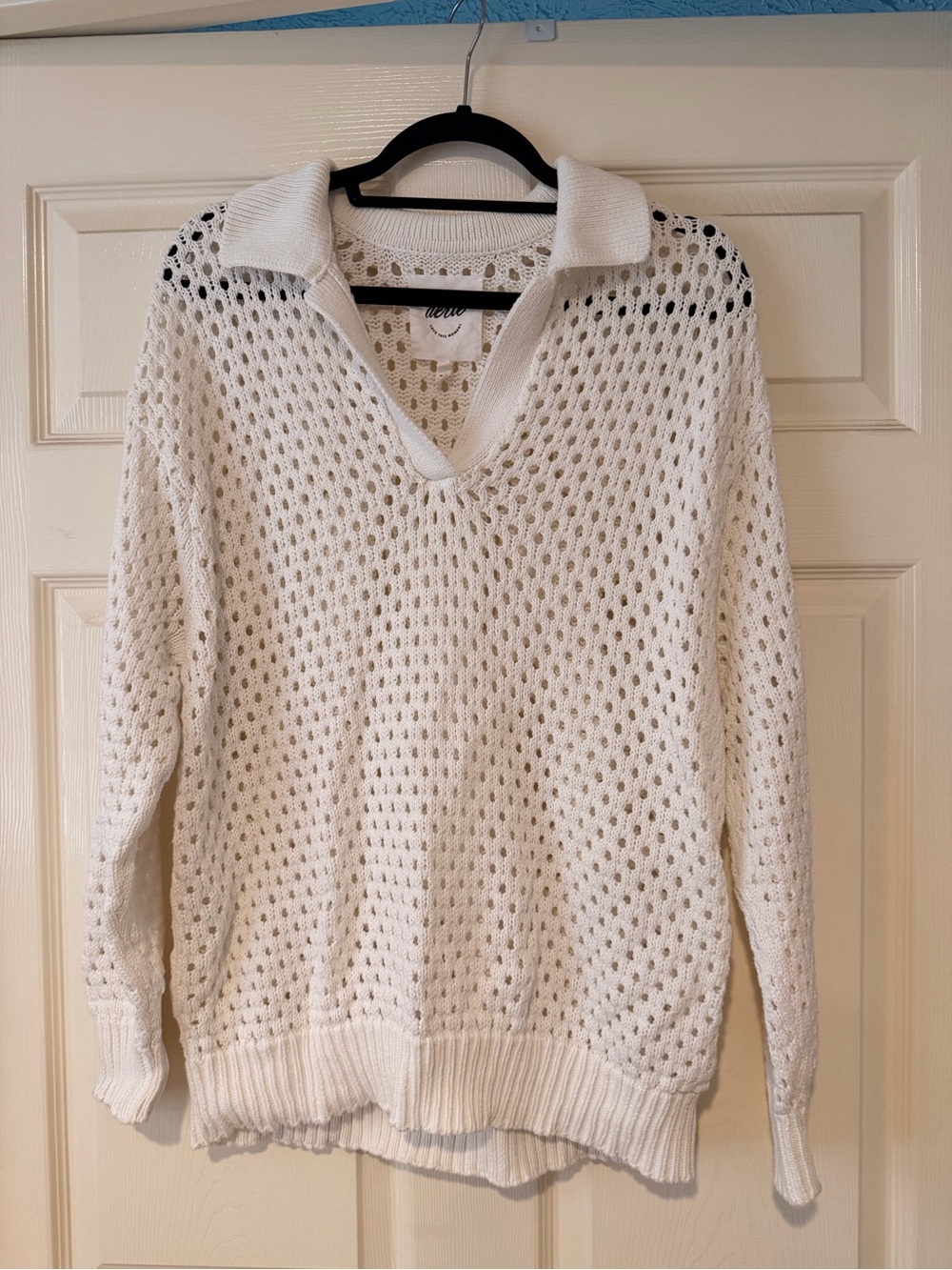 Aerie open knit polo sweater